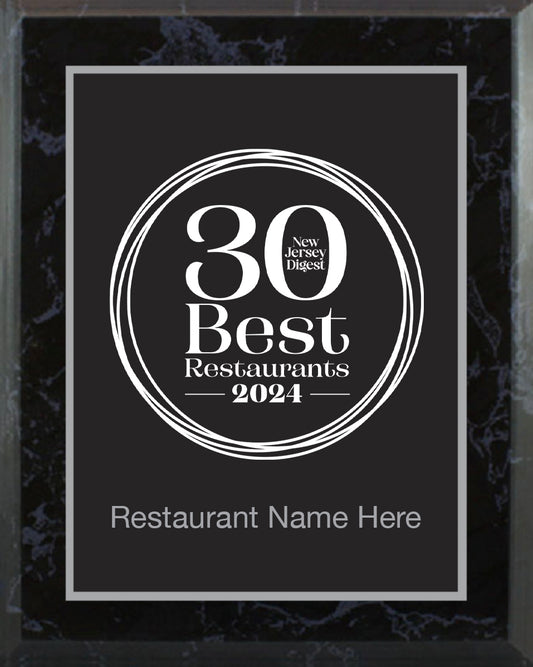 New Jersey Digest 30 Best Restaurants Plaque